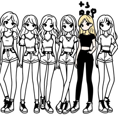 a group of girls wearing crop tops and shorts