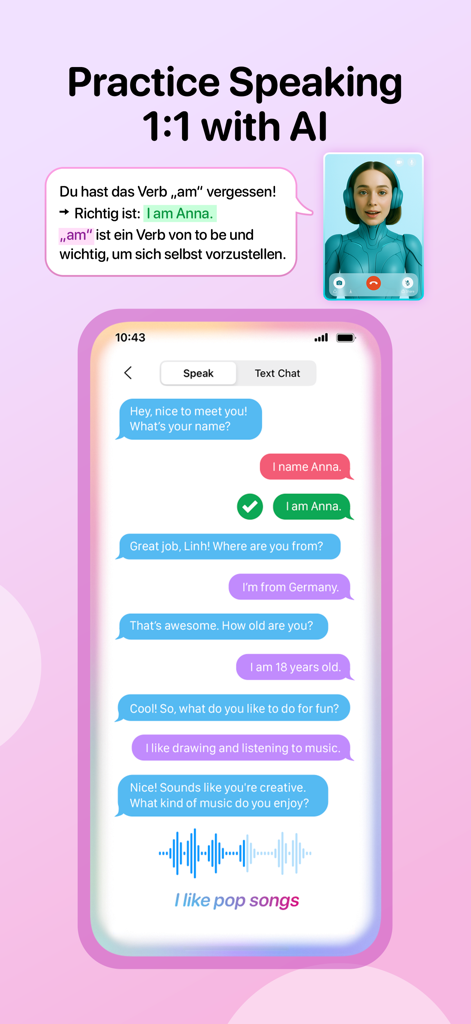 English Well: Learn 4 Skills - リアルタイムの文法フィードバックで英語を学ぶためのAI搭載スピーキング練習インターフェース