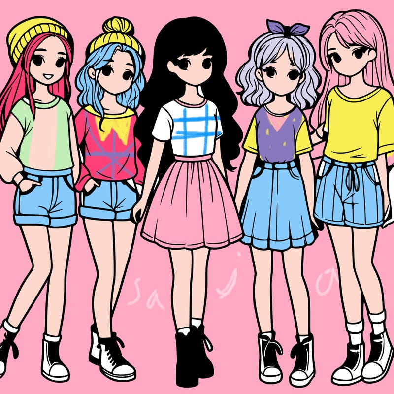 a group of five girls