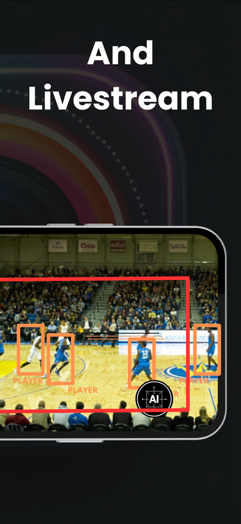 Ball Tracker :Sport broadcast - Tracciamento AI dei giocatori su un campo da basket durante una trasmissione in diretta