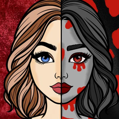 realistic girl split half