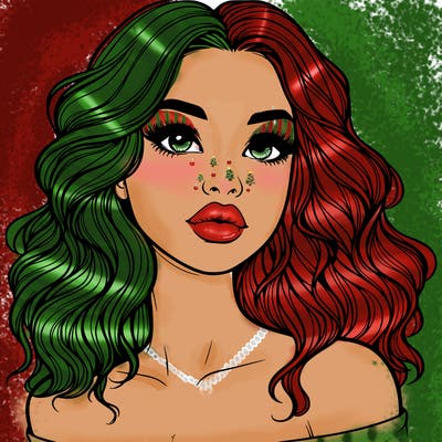 realistic girl with wavy hair and lips