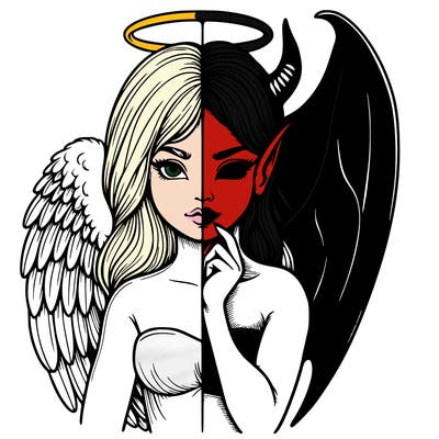 realistic angel half demon