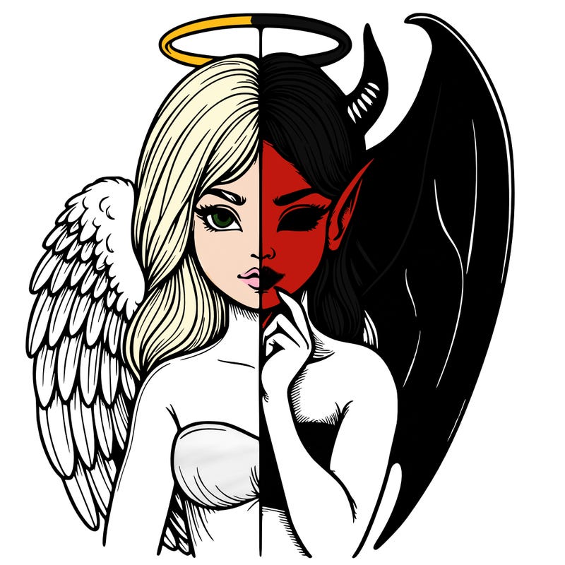 realistic angel half demon