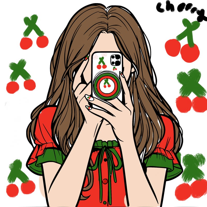 a realistic girl holding her phone taking pictures