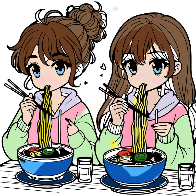girls eating ramen