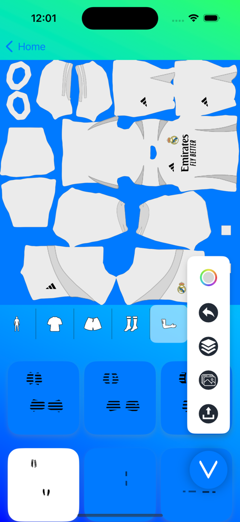 DREAM KITS SOOCER - Custom soccer kit design interface featuring a white jersey and shorts template