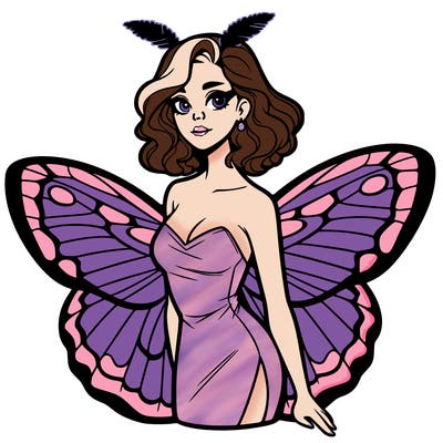 woman with moth wings