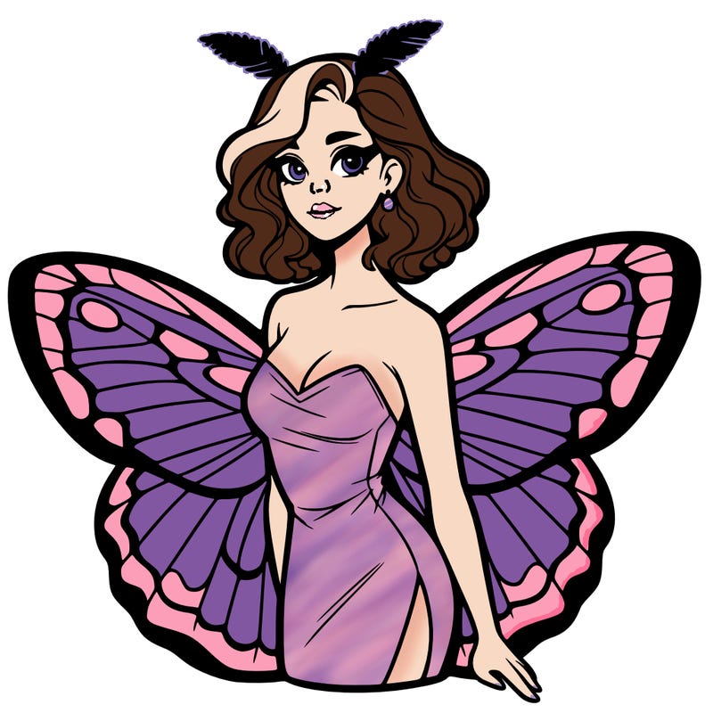 woman with moth wings