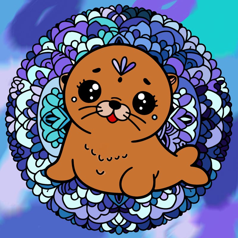 a cute baby seal mandala