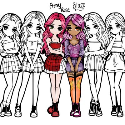 a group of girls realistic