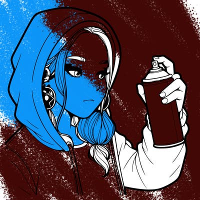 a realistic girl, spray painting