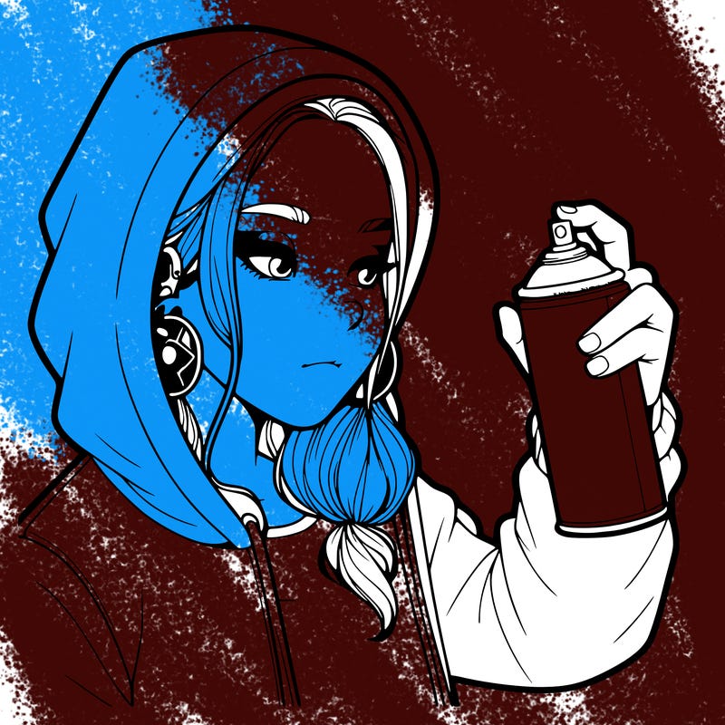 a realistic girl, spray painting