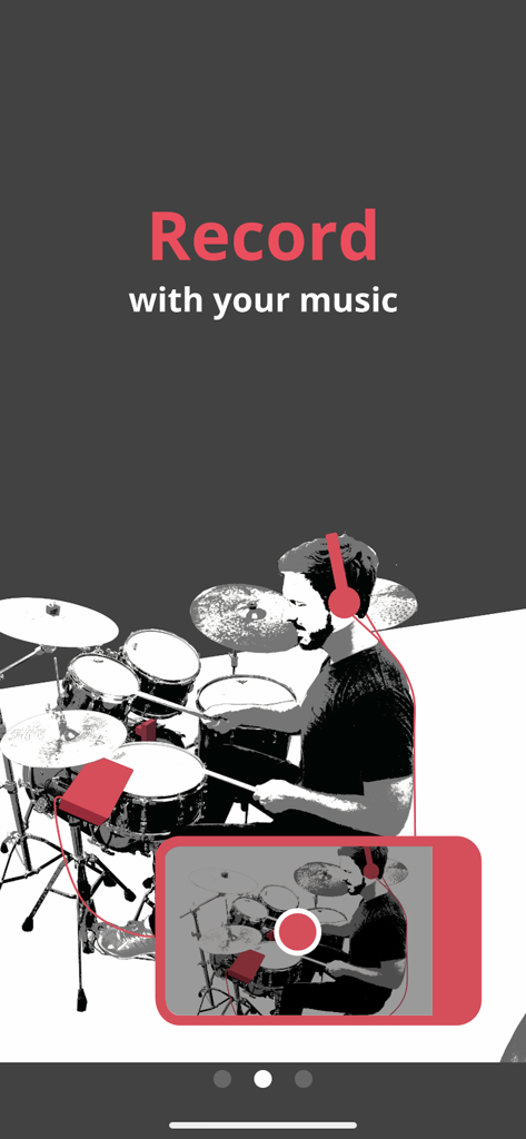 Musician recording a drum cover with the Yamaha RecnShare app