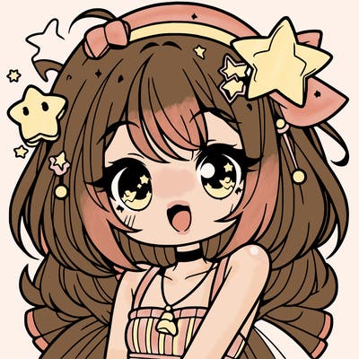 cute anime girl with star accessories
