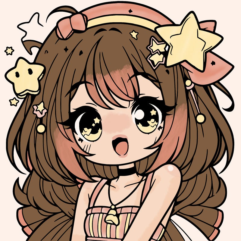 cute anime girl with star accessories
