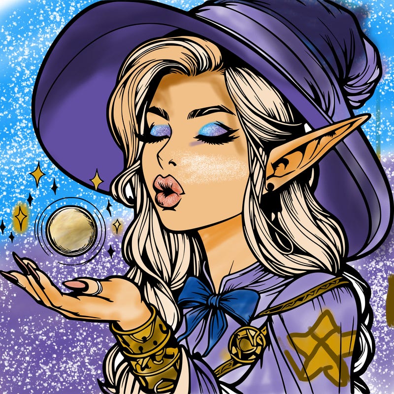 realistic elf casting a spell with lips