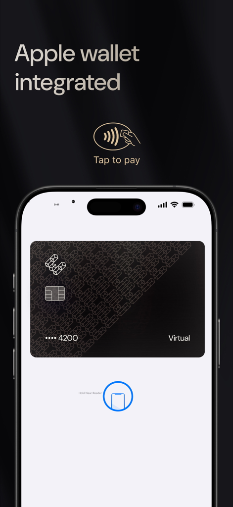 ether.fi - Virtuelle ether.fi-Karte, integriert in Apple Wallet für kontaktlose Zahlungen.
