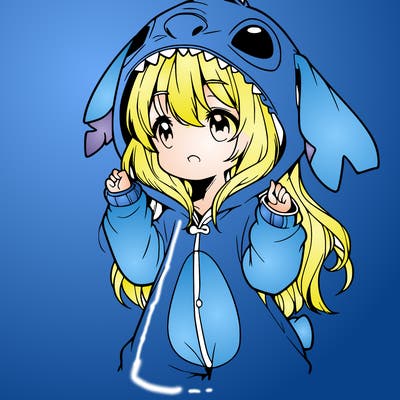 anime girl in a stitch onsie