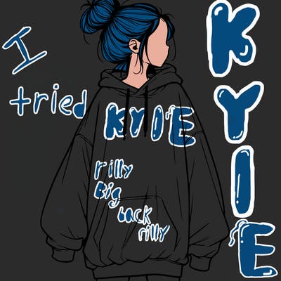 realistic girl with a oversized sweatshirt on and a bun