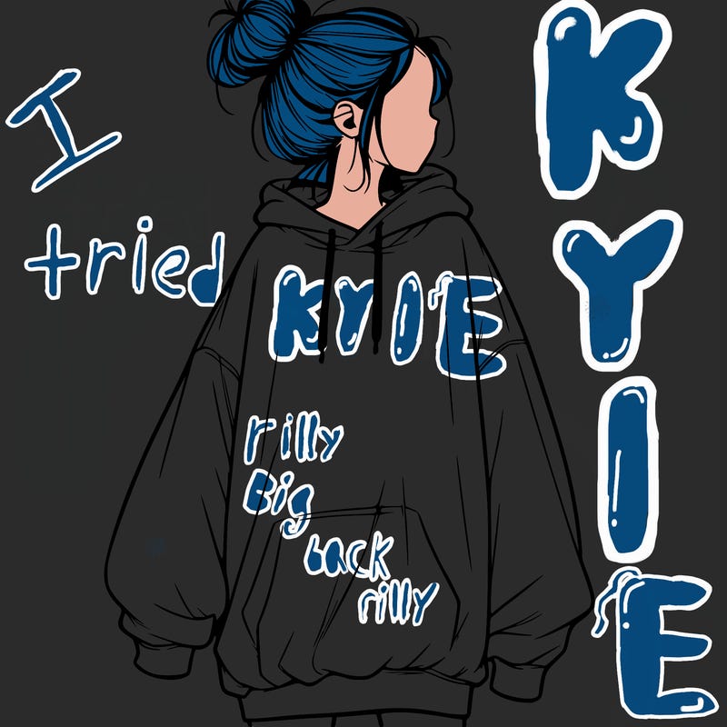 realistic girl with a oversized sweatshirt on and a bun
