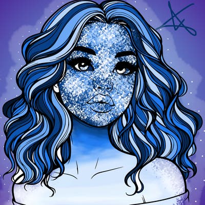 realistic girl with wavy hair and lips