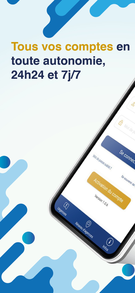 NSIA Banque Direct - Login screen of the NSIA Banque Direct mobile app featuring account access and activation options