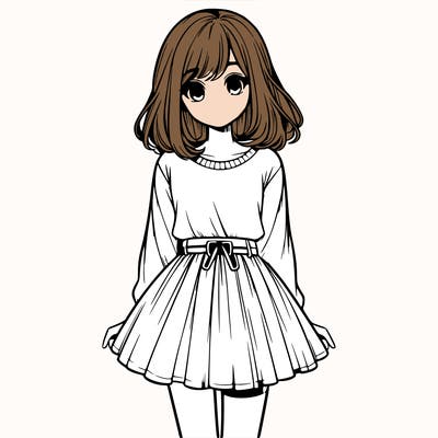 realistic girl with a skirt on