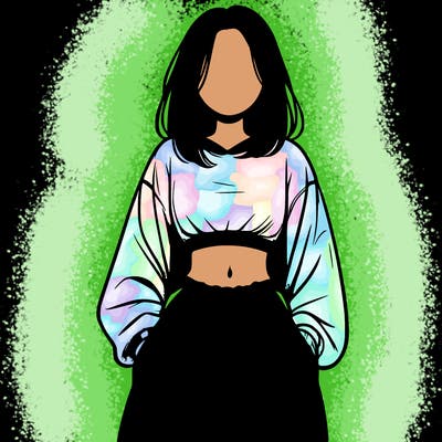 realistic girl faceless with baggy pants and a crop top
