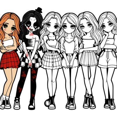 a group of girls realistic