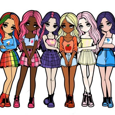 a group of girls realistic