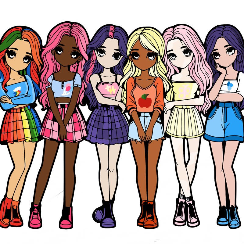 a group of girls realistic