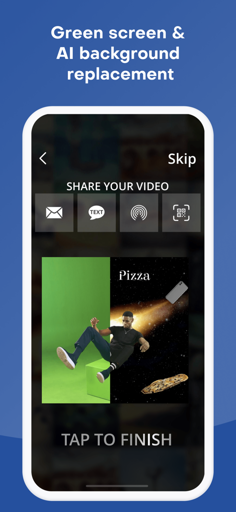 Snappic Booth - Snappic Booth app interface showing green screen and AI background removal with video sharing options