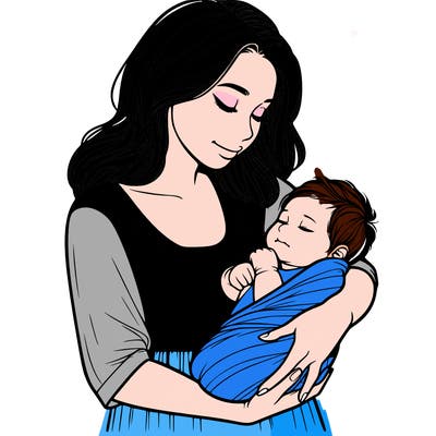 mother holding baby realistic