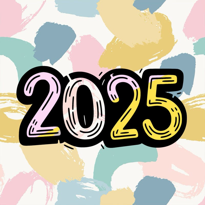 one line scrawled numbers sketch design “2025”