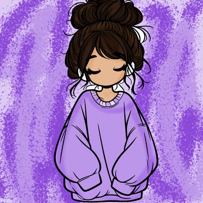 girl with baggy sweatshirt and messy bun