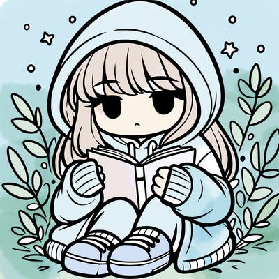girl in oversized hoodie reading a book