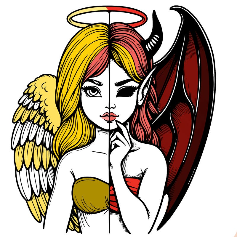 realistic angel half demon