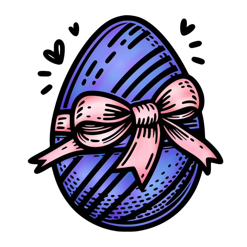 large chocolate egg with ribbon