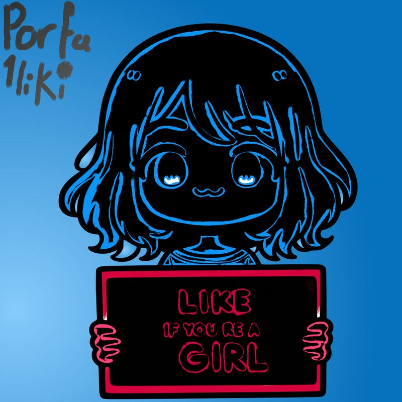 a cute girl holding a sign that says like if you’re a girl