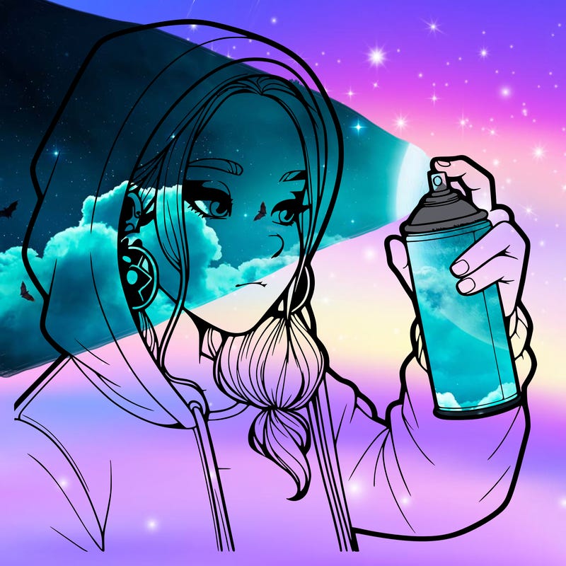 a realistic girl, spray painting