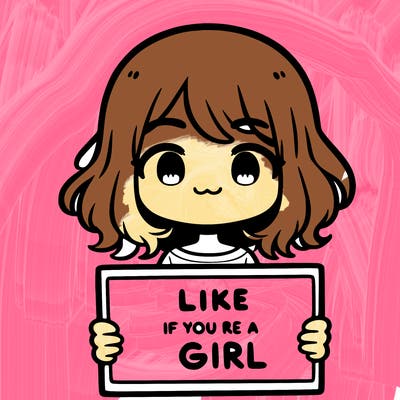 a cute girl holding a sign that says like if you’re a girl