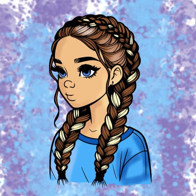 realistic girl with braids