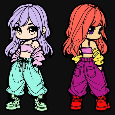 girl in crop top and baggy pants