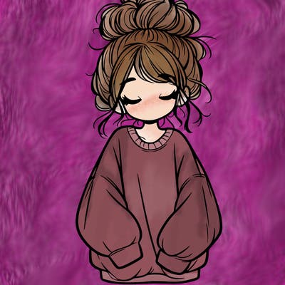 girl with baggy sweatshirt and messy bun