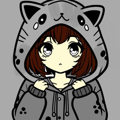 a girl with a animal hoodie