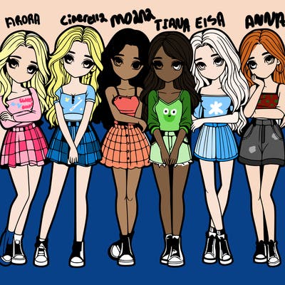 a group of girls realistic