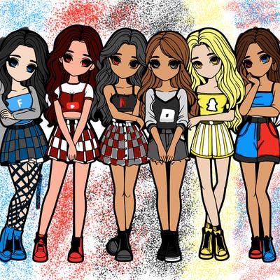 a group of girls realistic