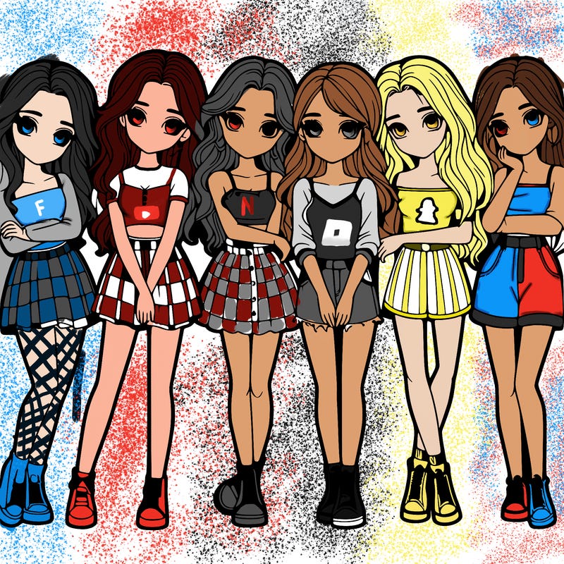 a group of girls realistic