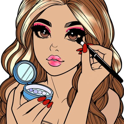realistic girl doing makeup
